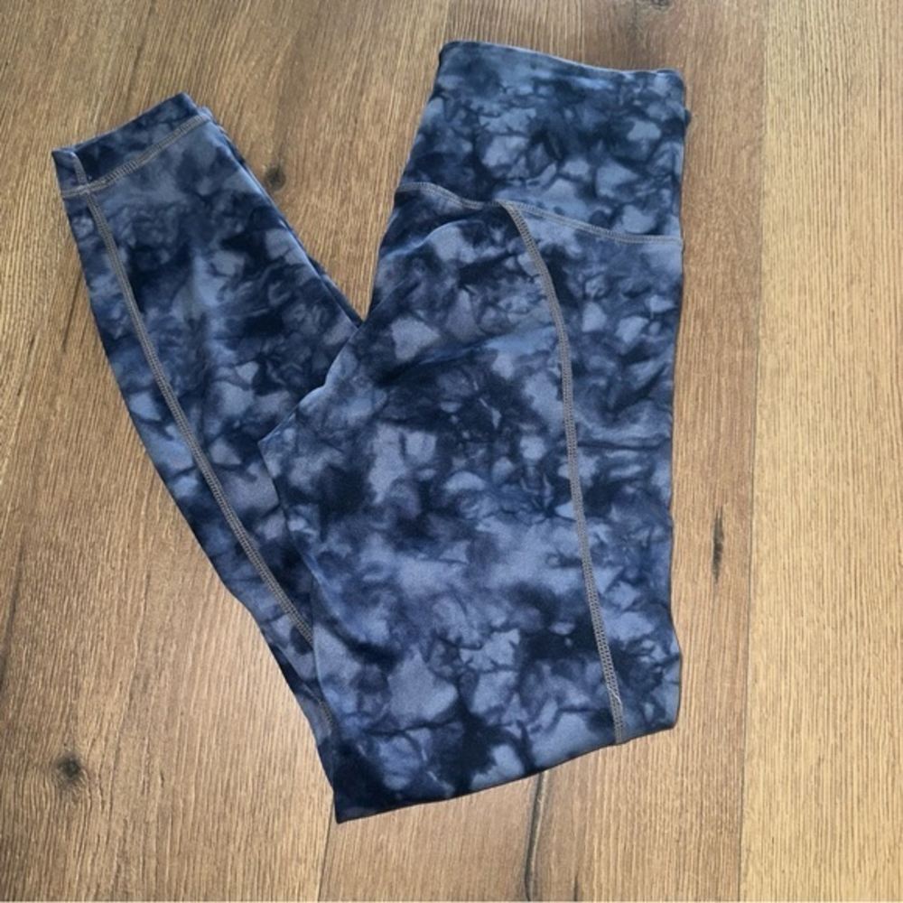 Athleta Womens XS Blue‎ Tye Dye Cropped Leggings